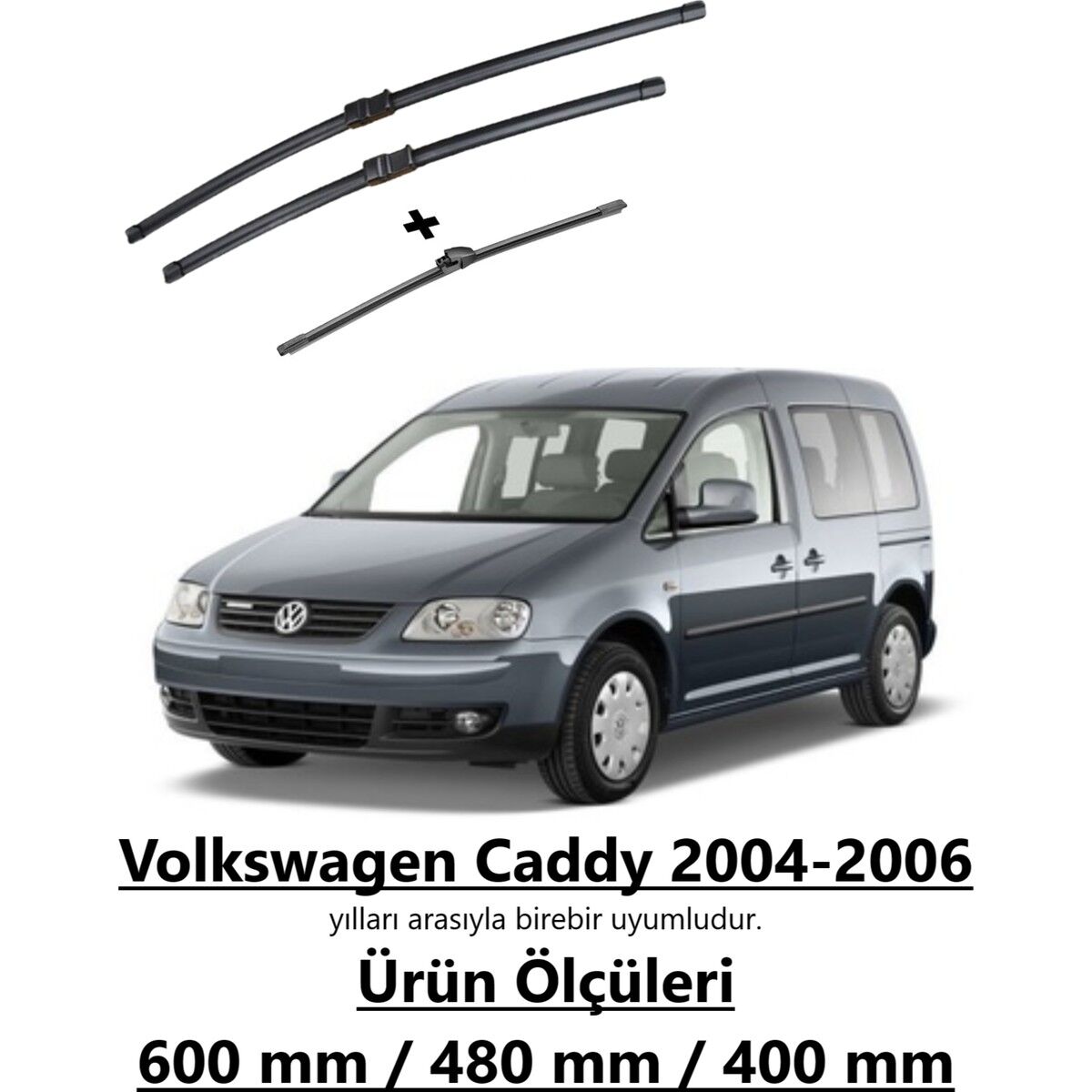 Inwells Volkswagen Caddy 2004-2006 Ön ve Arka Silecek Takımı