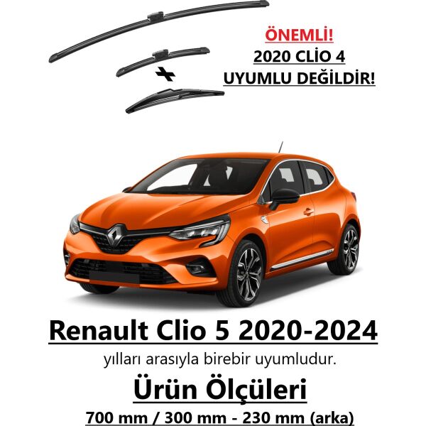 Inwells Renault Clio 5 2020-2024 Ön ve Arka Muz Silecek Takımı