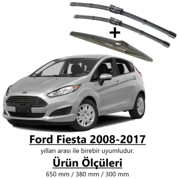 Inwells Ford Fiesta Ön+Arka Muz Silecek Takımı 2008-2017 650 mm 380 mm 300 mm Yüksek Performanslı