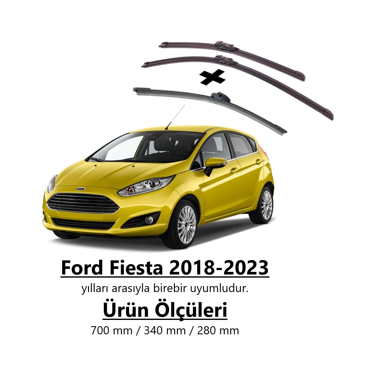 R.B.W. Ford Fıesta 8 Ön ve Arka Muz Aerodinamik Silecek Takımı (2018-2023)