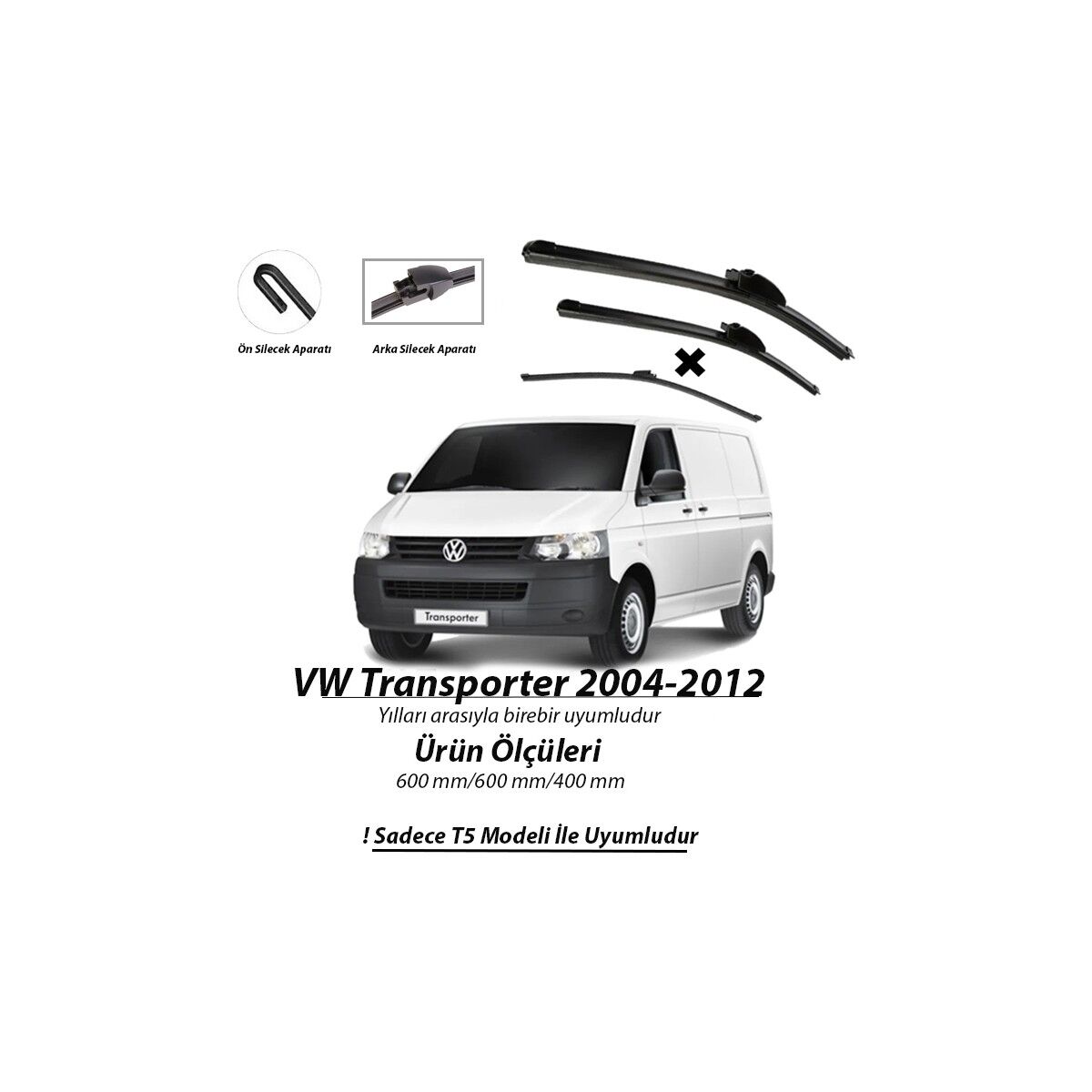 Inwells Vw Transporter T5 2004-2012 Ön ve Arka Muz Silecek Takımı