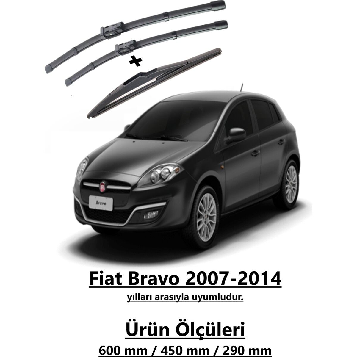R.B.W. Fiat Bravo 2007-2014 Ön ve Arka Muz Silecek Takımı