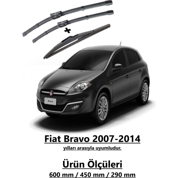 R.B.W. Fiat Bravo 2007-2014 Ön ve Arka Muz Silecek Takımı