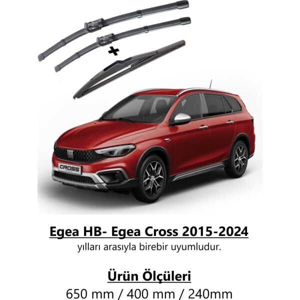 R.B.W. Fiat Egea Hb- Egea Cross 2015-2024 Uyumlu Ön ve Arka Silecek Takımı