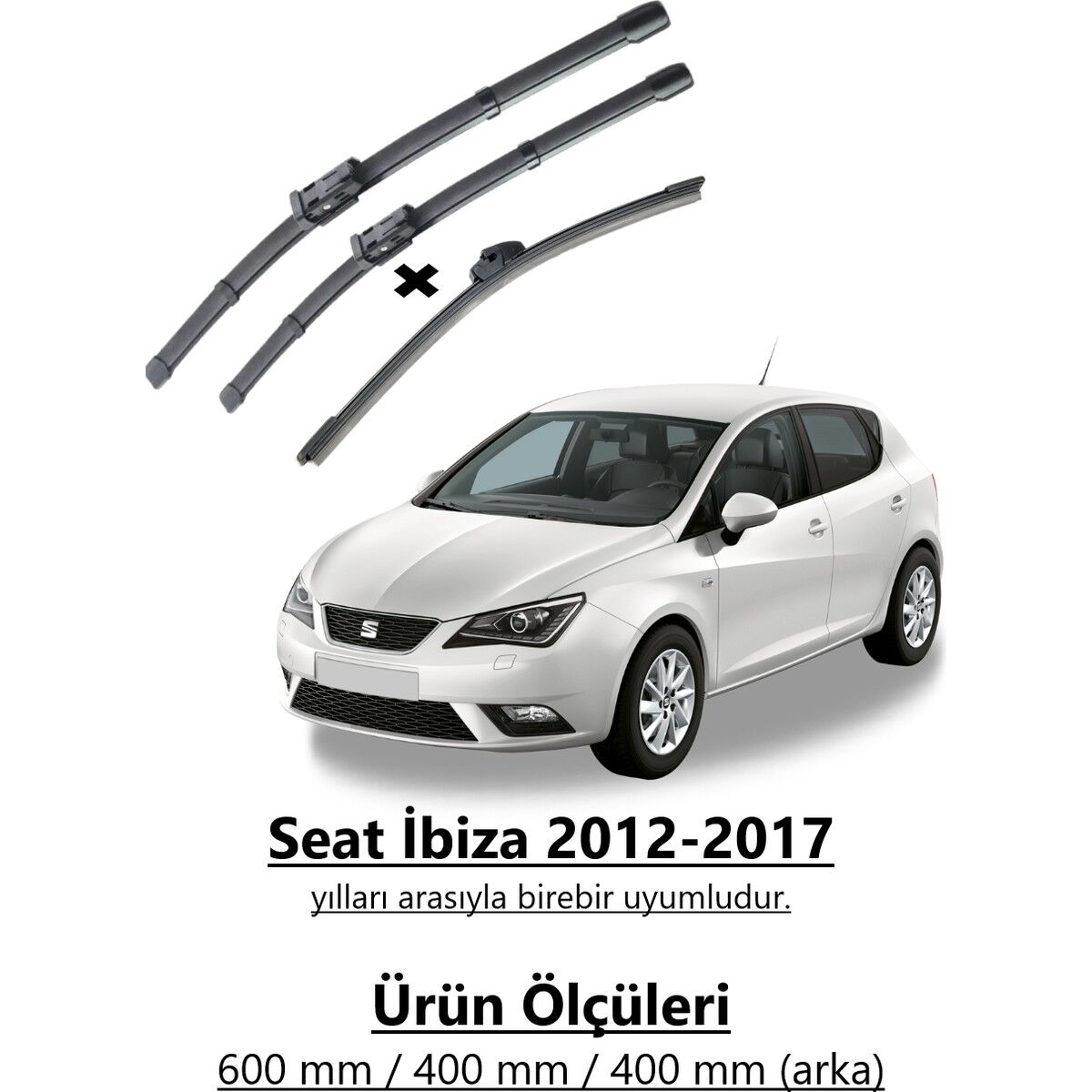 R.B.W. Seat Ibiza 2012-2017 Ön ve Arka Muz Silecek Takımı