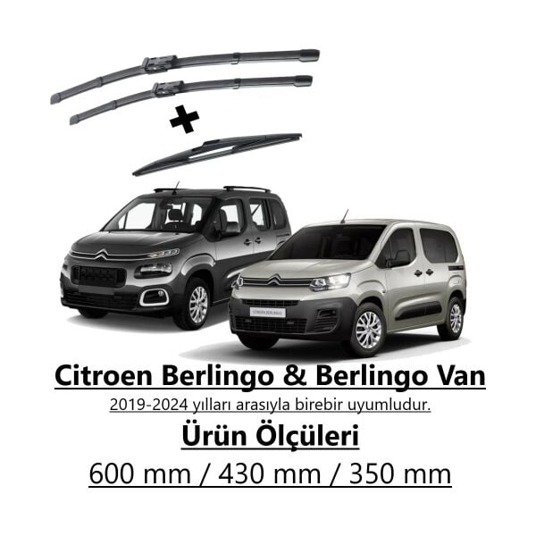 RBW Citroen Berlingo & Berlingo Van 2019-2024 Ön ve Arka Silecek Takımı